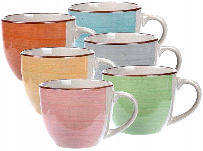 ZESTAW FILIŻANEK do KAWY ESPRESSO 6szt 90ml Ceramika kolorowe na Prezent Wzór dominujący Bez wzoru