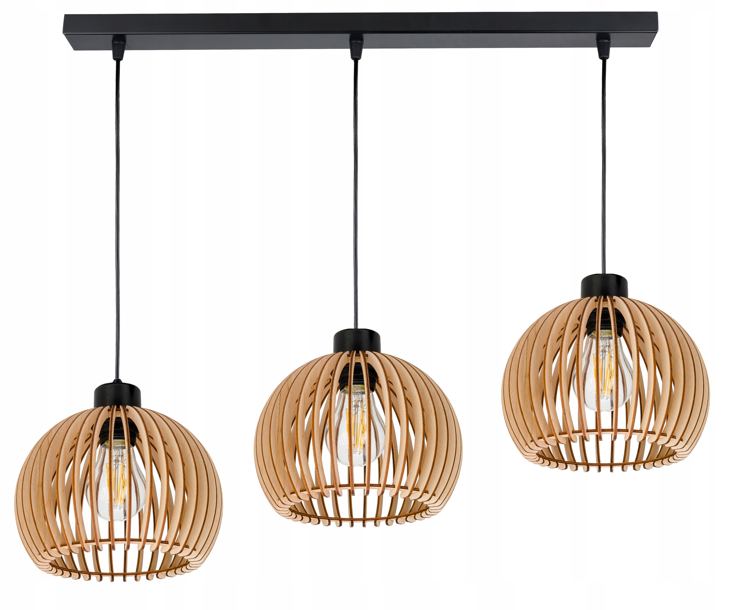 Lampa wisząca zwis żyrandol sufitowa Loft klosz kula 36 Drewno na 3x e27