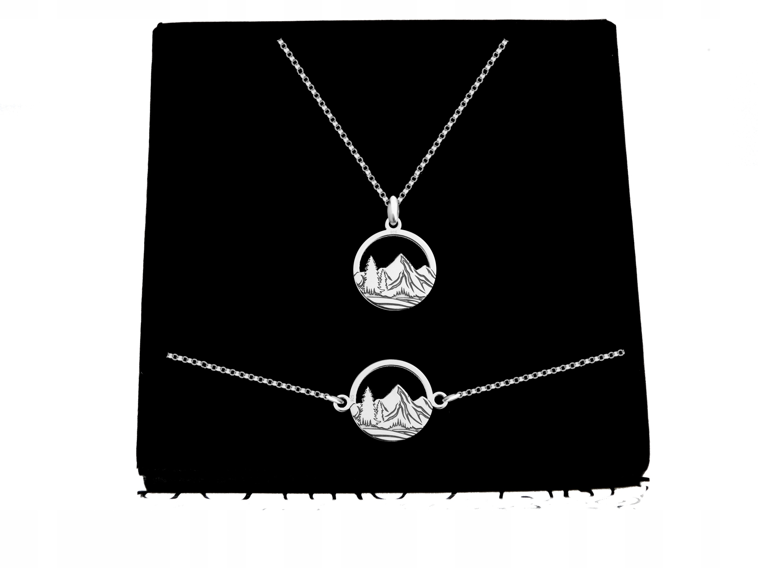 

Srebrny Komplet Celebrytka Góry srebro 925