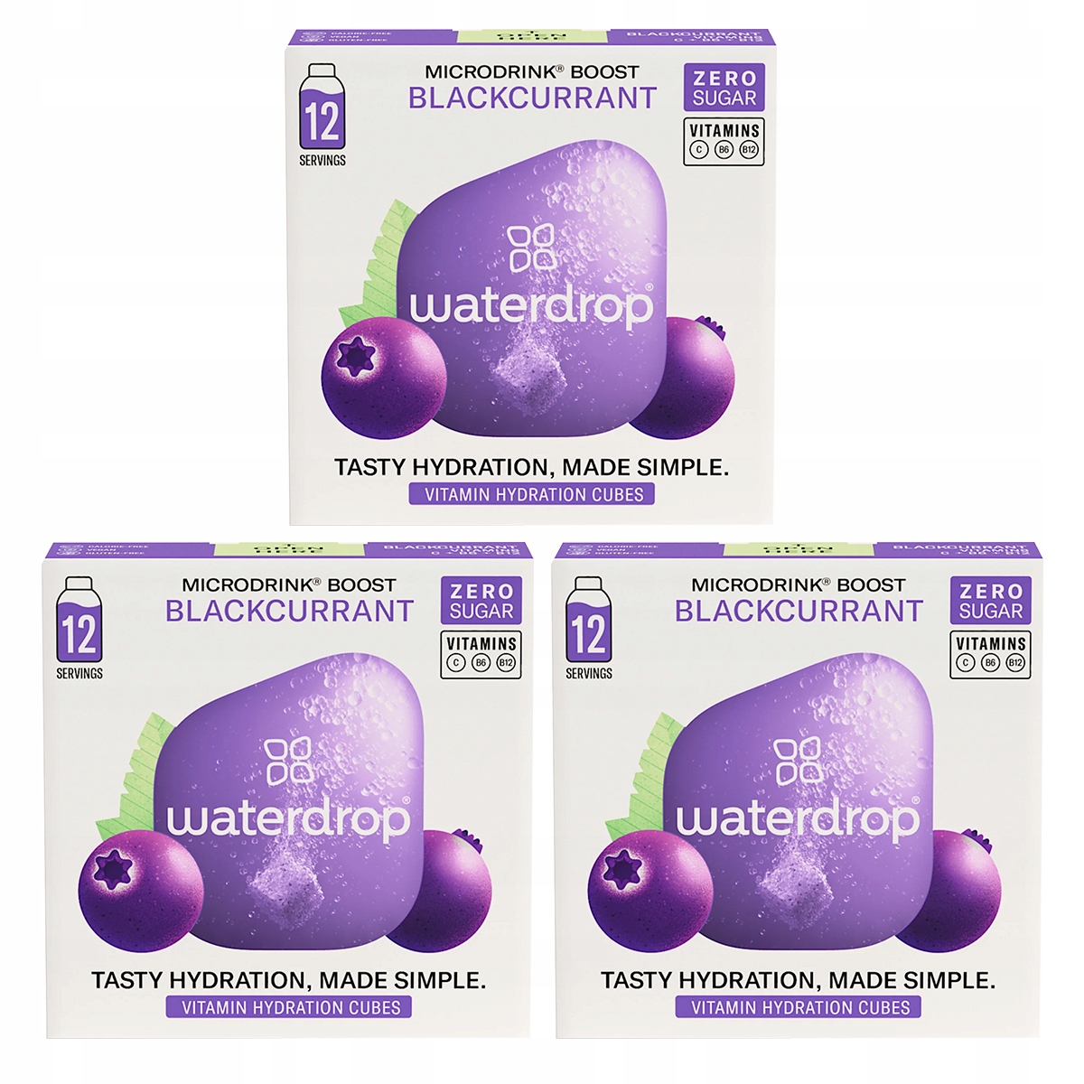 Waterdrop mikrodrink Boost Czarna porzeczka/Czarny bez/Acai bez cukru 36szt