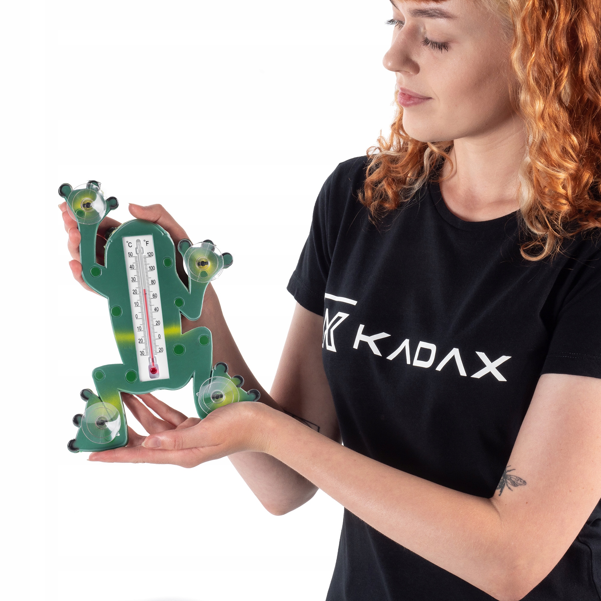 TERMOMETR ZEWNĘTRZNY OKIENNY NA OKNO PRZYSSAWKI ŻABA SAMOPRZYLEPNY KADAX Marka KADAX