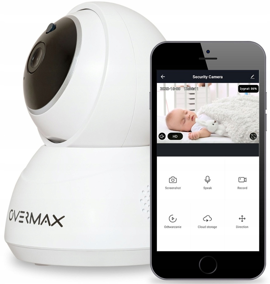 BEZPRZEWODOWA KAMERA IP MONITORINGU OBROTOWA WIFI FULLHD MIKROFON GŁOŚNIK