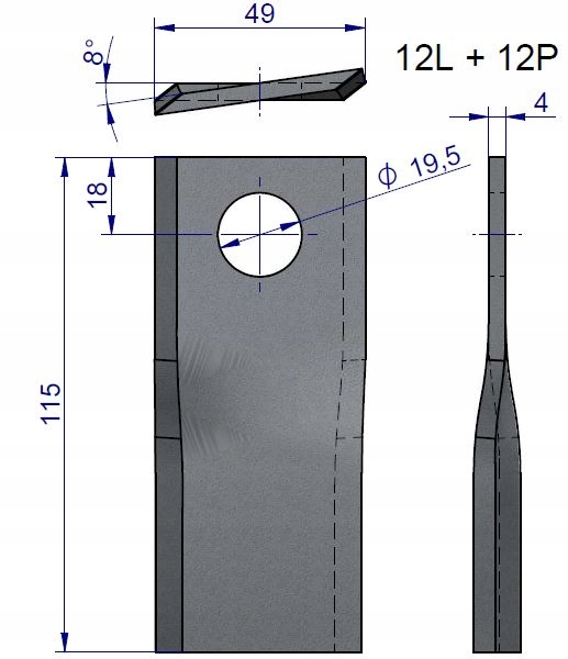 

Nożyk kosiarka dyskowa 115x49x4mm Samasz Waryński