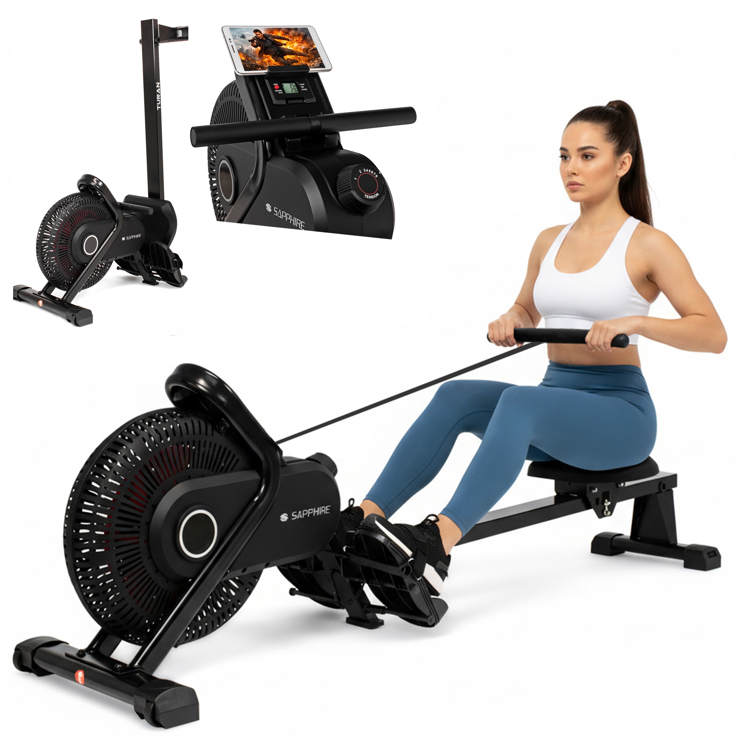 Wioślarz Treningowy powietrzny magnetyczny Ergometr Turan składany Do 150kg