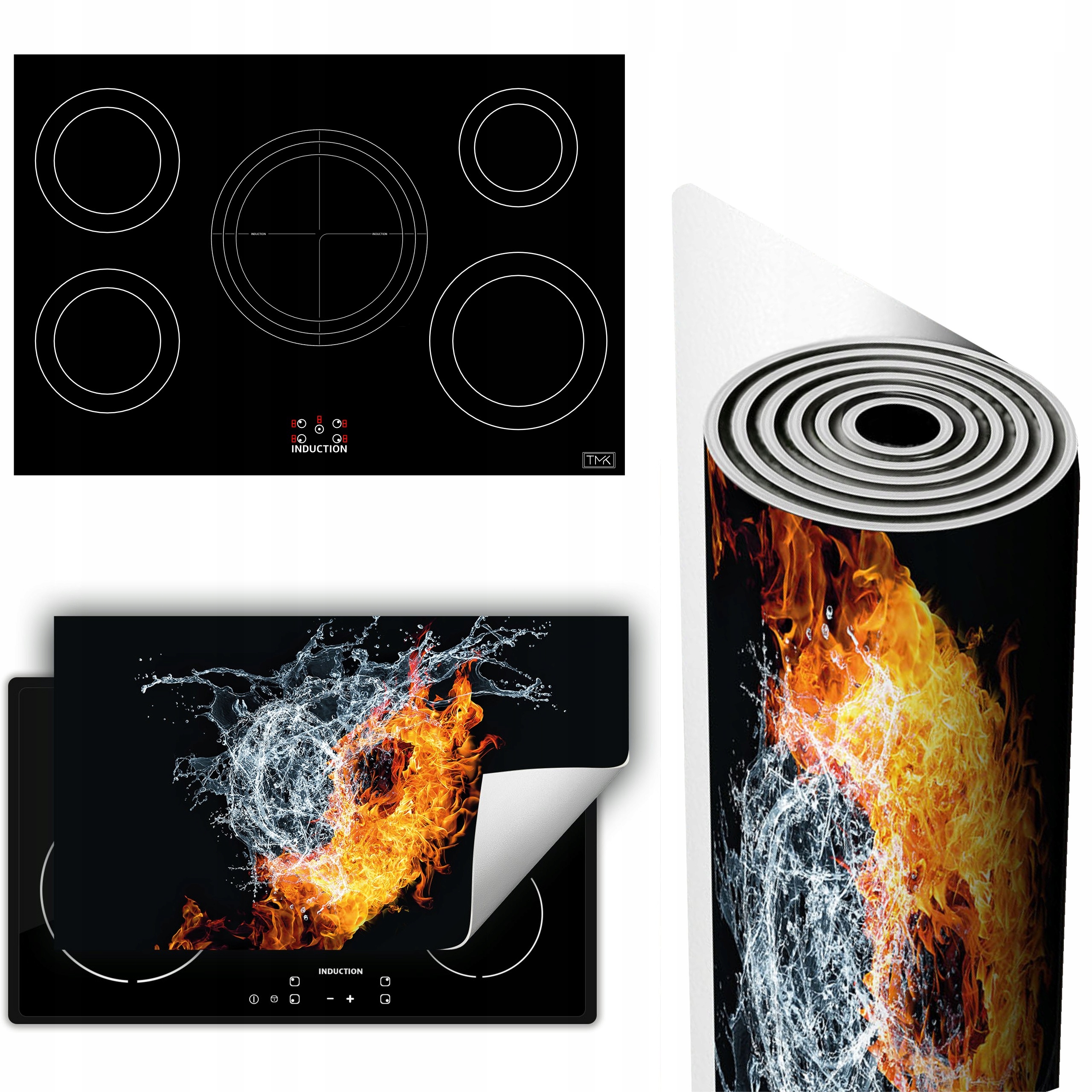 Vinylová Podložka Ochrana Sporáku Desky 90x52 voda oheň