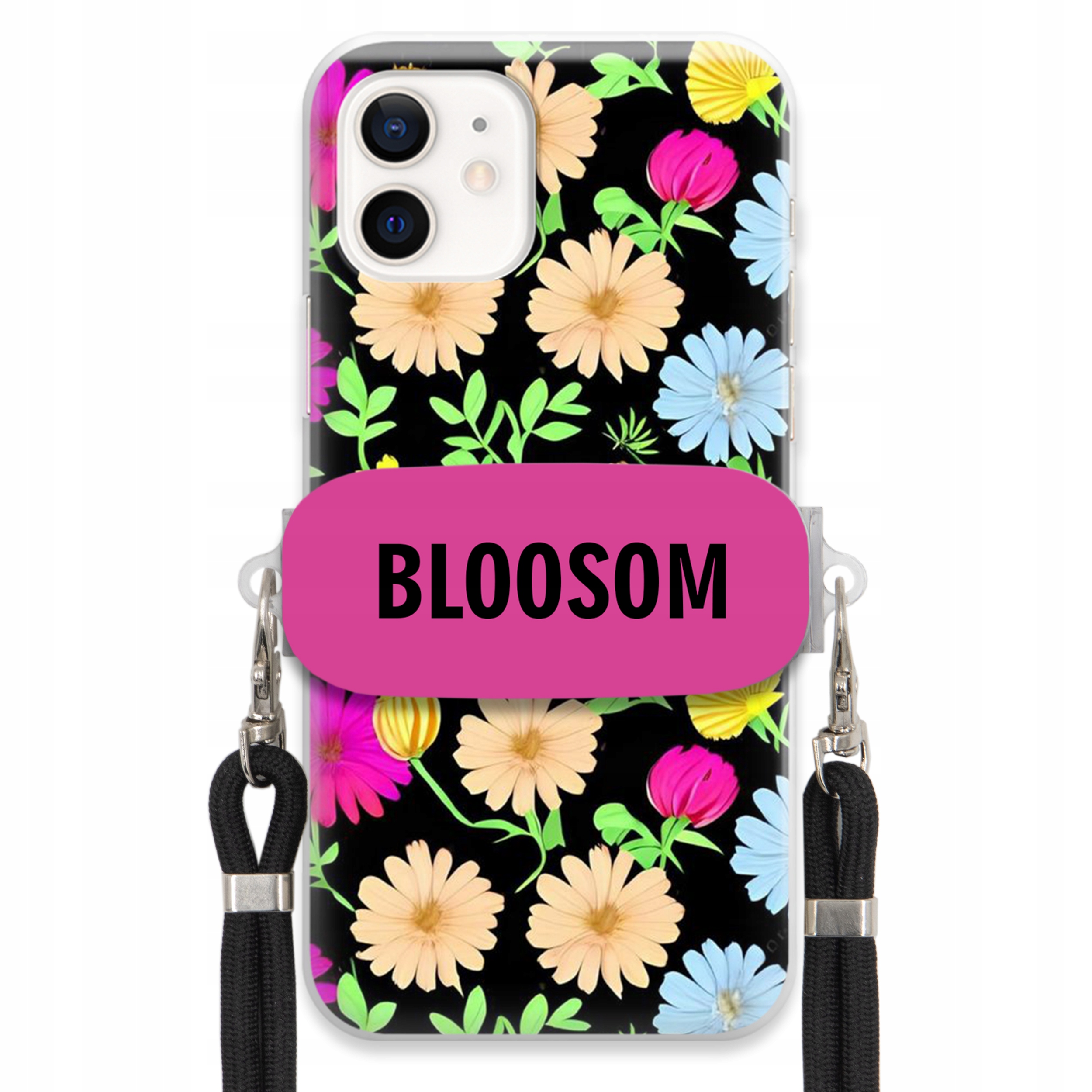 Puzdro Držiak Crossbody pre iPHONE 12 Puzdro Case Kvety Bloosom Flower