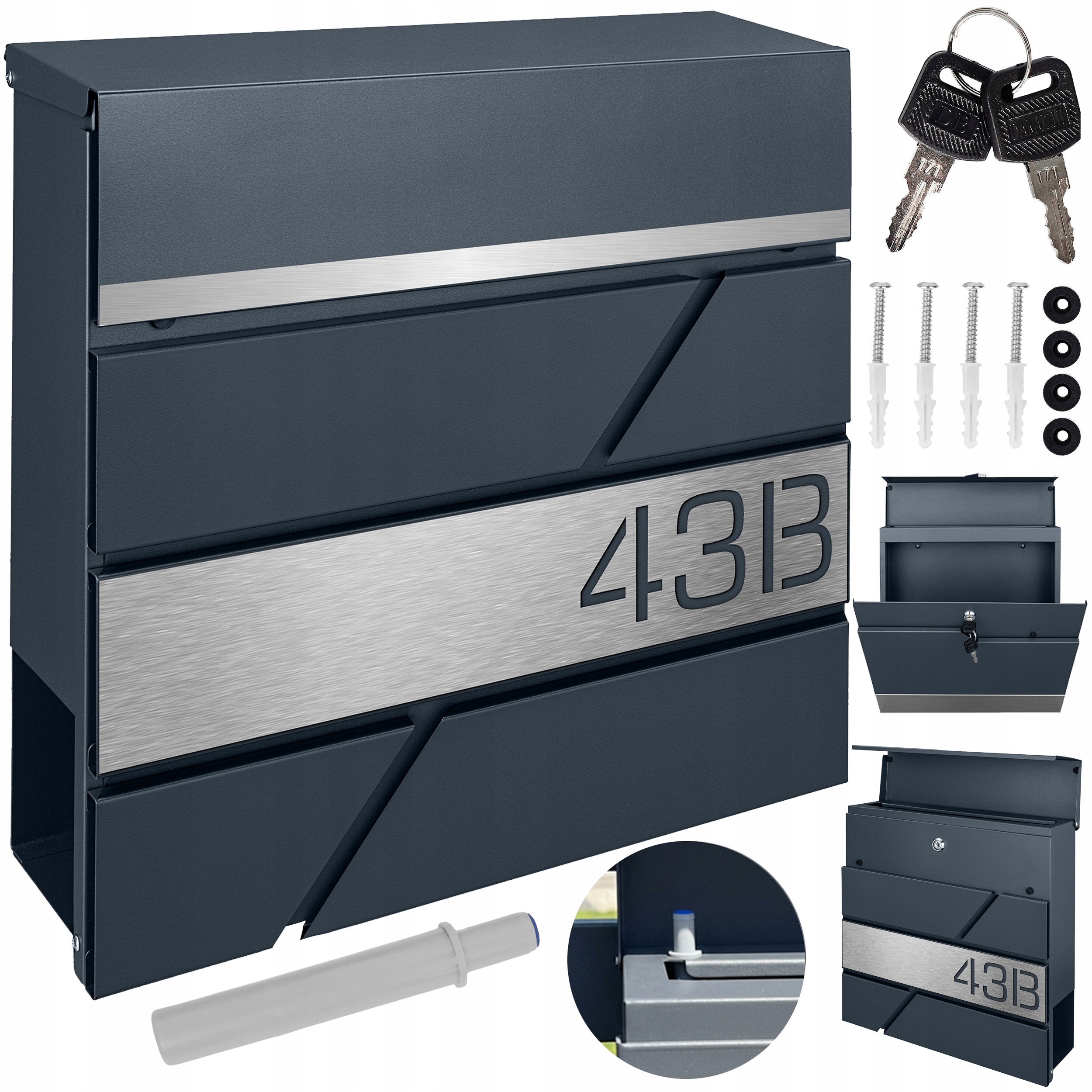 Poštovní Schránka Na Korespondenci S Číslem Laminát Ocel Kartáčovaná