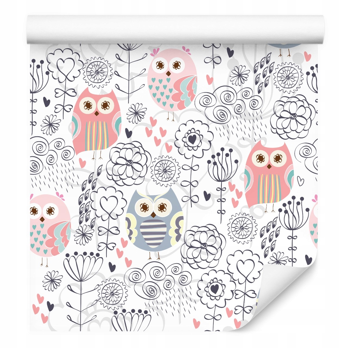 Tapeta do dětského pokoje sovy květiny zvířata