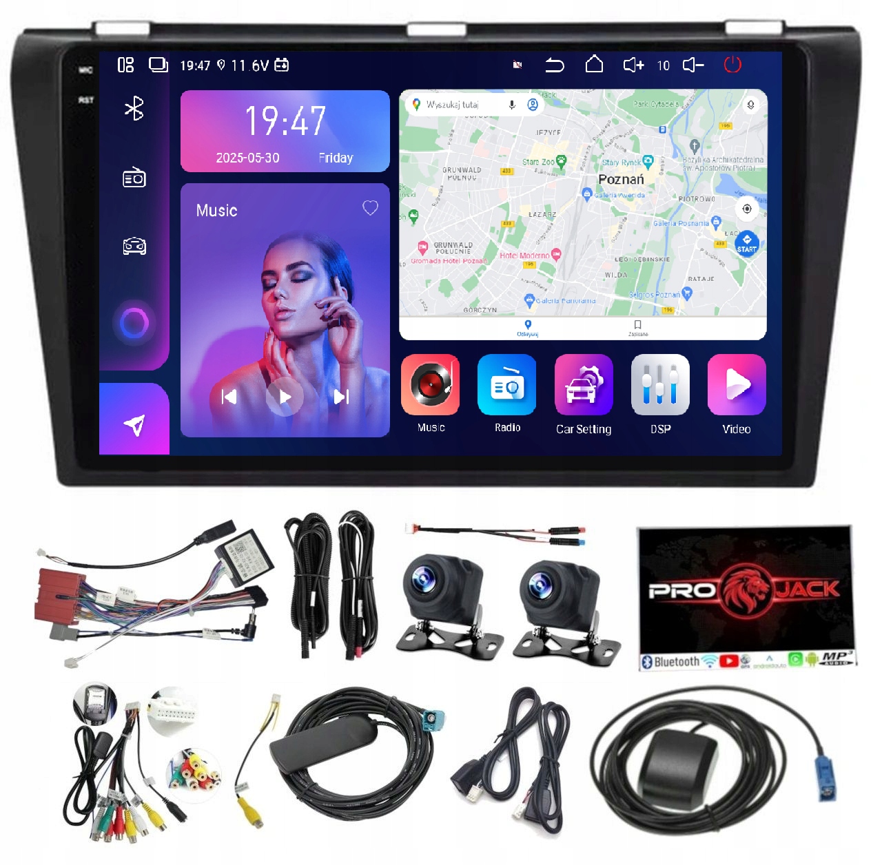 Rádio Navigácia Mazda 3 2004-2009 Carplay Android 8/256GB Sim