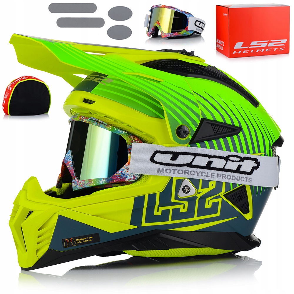 Motocyklová Prilba LS2 MX708 Fast II Duck Fluo Lehká Enduro Cross Atv Okuliare