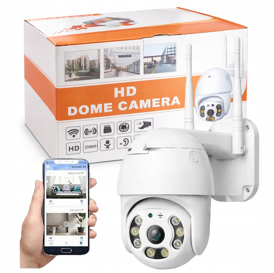 Kamera Wi-Fi IP66 Obrotowa 360 Hd Monitoring 1080P Czujnik Mikrofon v380