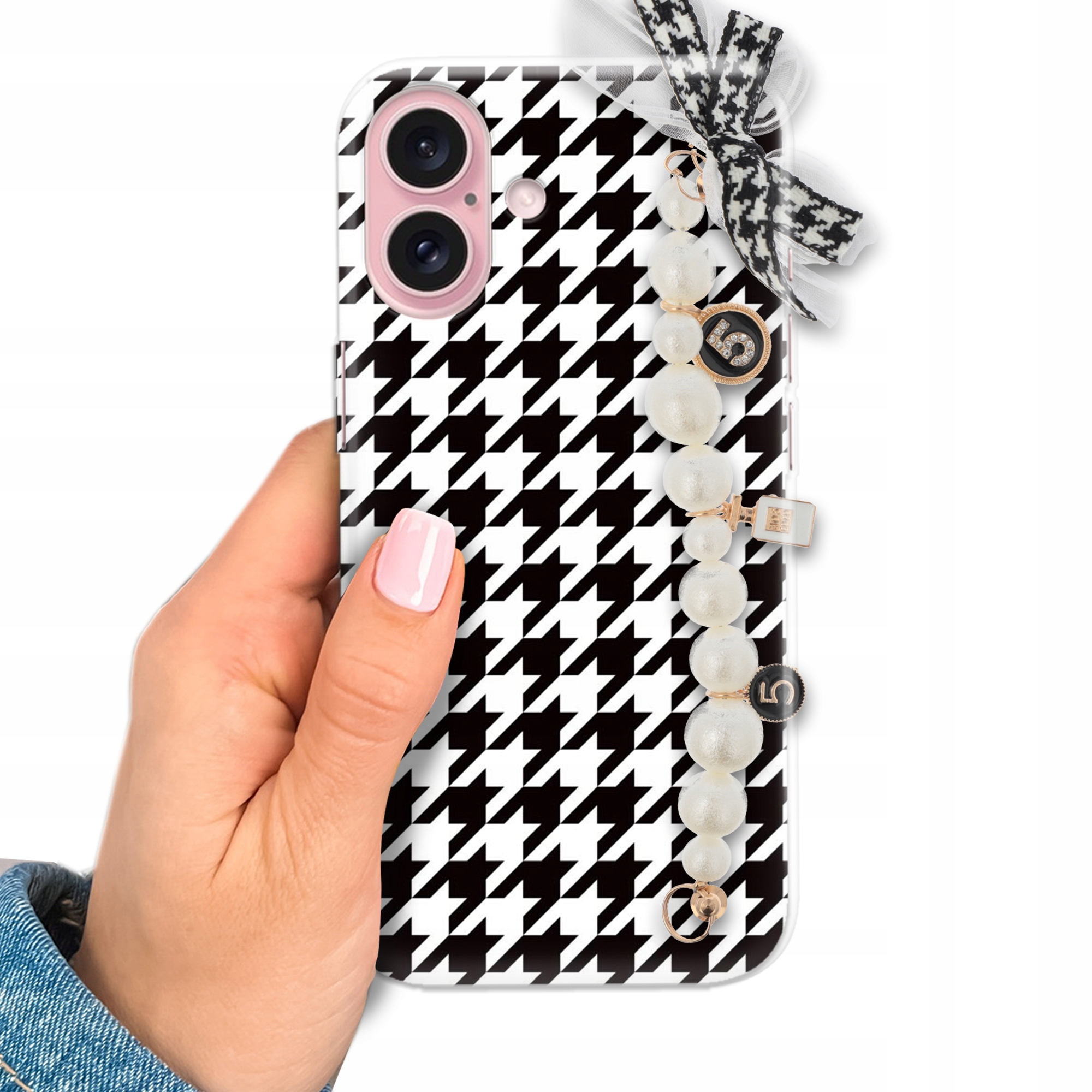 Puzdro Pre iPHONE 16 Elegantné puzdro s perlami a mašličkou|STYLOVÉ