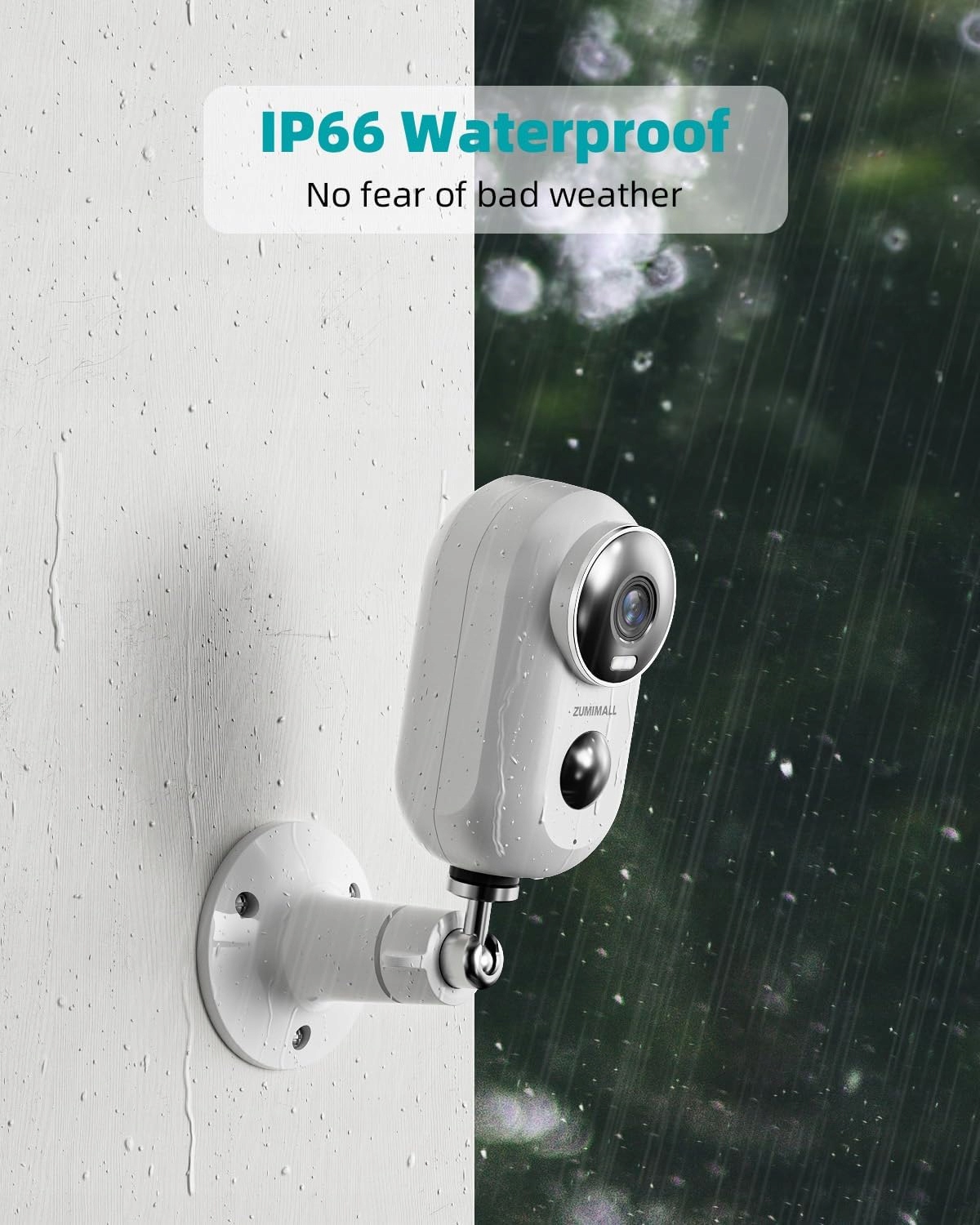 ZUMIMALL Kamera Zewnętrzna 2K 2 Sztuki 3MP Noc PIR IP66 Dwukierunkowe Audio — miniatura 2