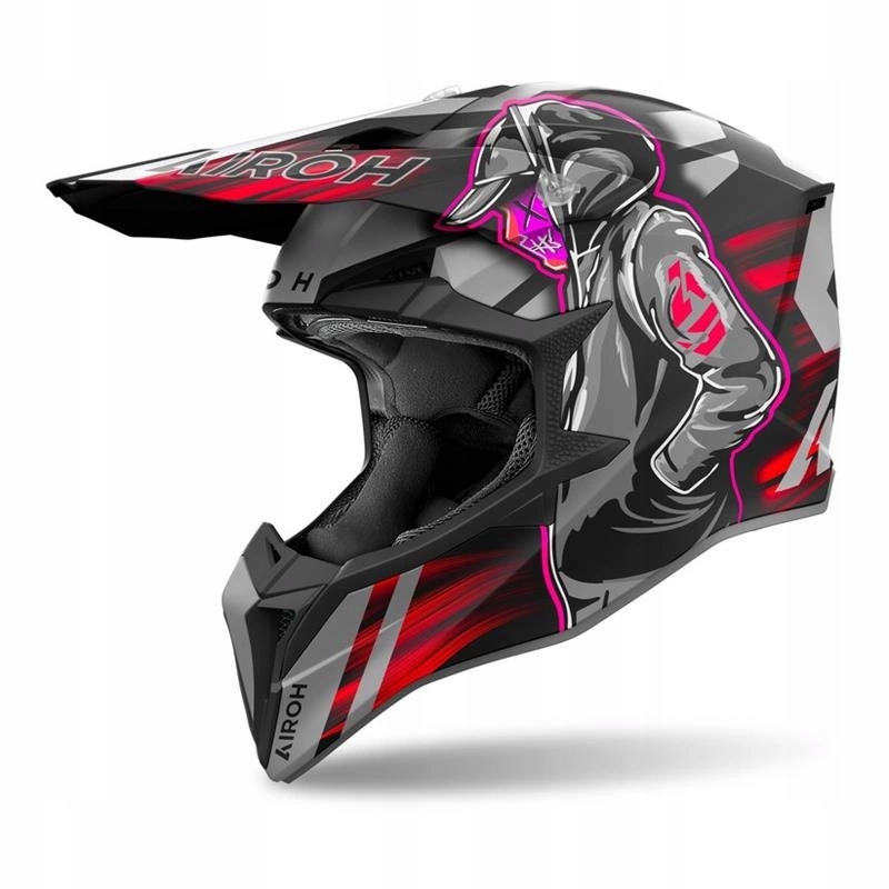Motocyklová prilba Airoh Wraaap Cyber Red Matt šedá červená čierna Darčeky