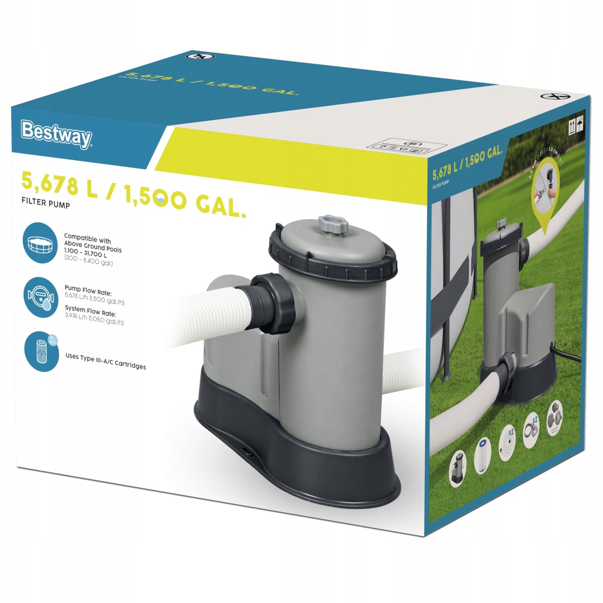 Filtračná pumpa do bazéna Bazénová kartušová 5678 l/h Bestway 58389 filter