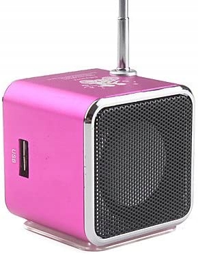 PRZENOŚNE RADIO FM AKUMULATOROWE Z GŁOŚNIKIEM LED RÓŻOWE Model TD-V26-PROFI