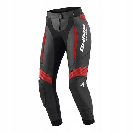 Skórzane spodnie motocyklowe SHIMA MIURA 2.0 BLACK/RED czerwony GRATISY Rozmiar 42