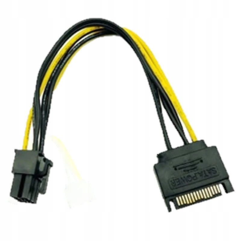 KABEL POWER SATA 15 PIN DO 6 PIN PCI-E 19cm Producent bez marki