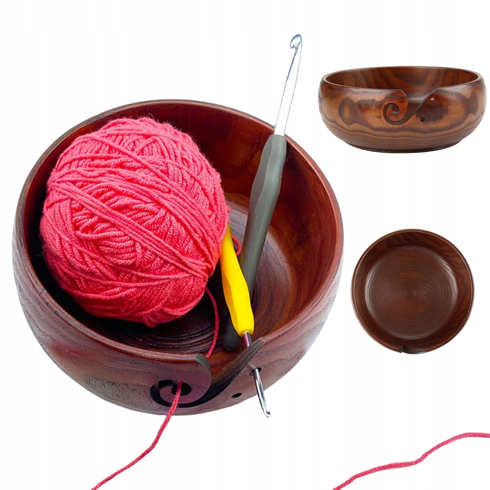 Miska podavač na háčkovací přízi na výrobu Dřevěná Miska 17cm