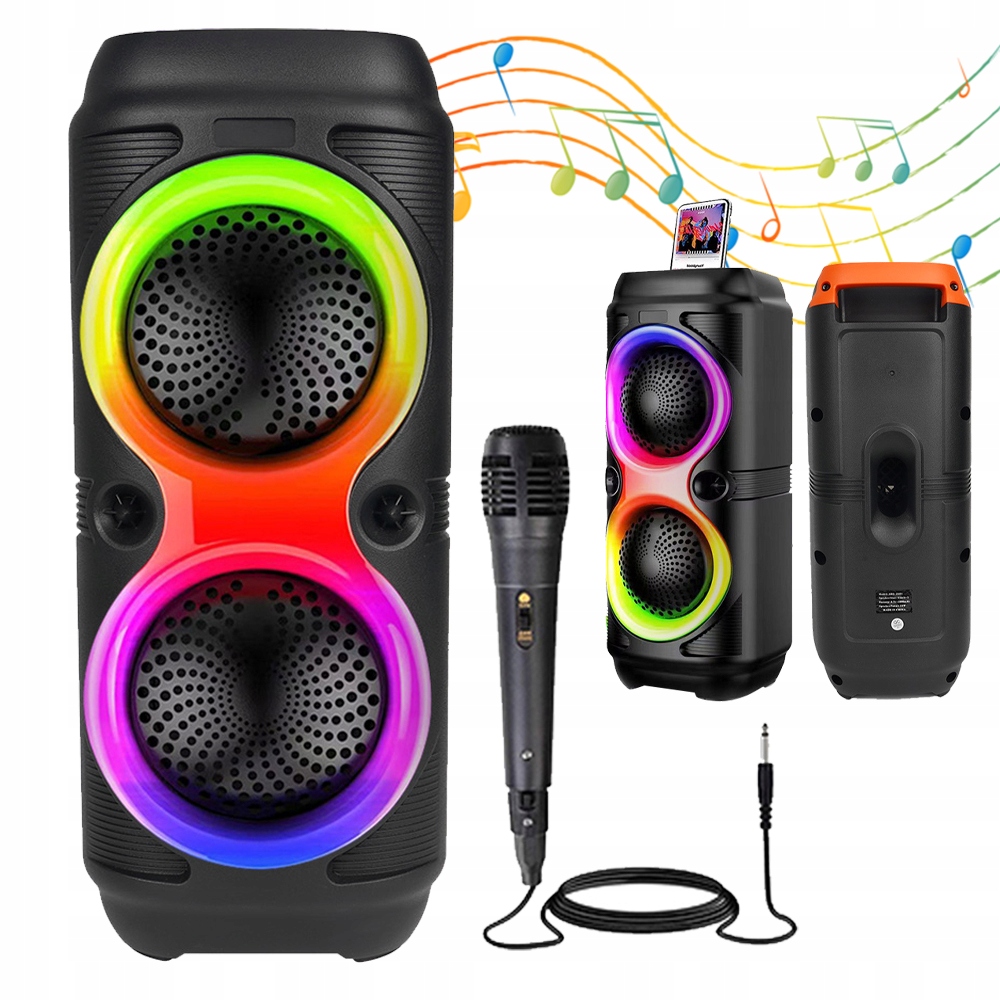 Bezdrátový Bluetooth Stereo Reproduktor Subwoofer Boombox Karaoke Mikrofon