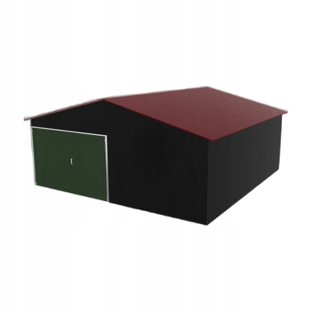 Plechová garáž 6 x 6 m jednopolohová, dvouspádová, černá