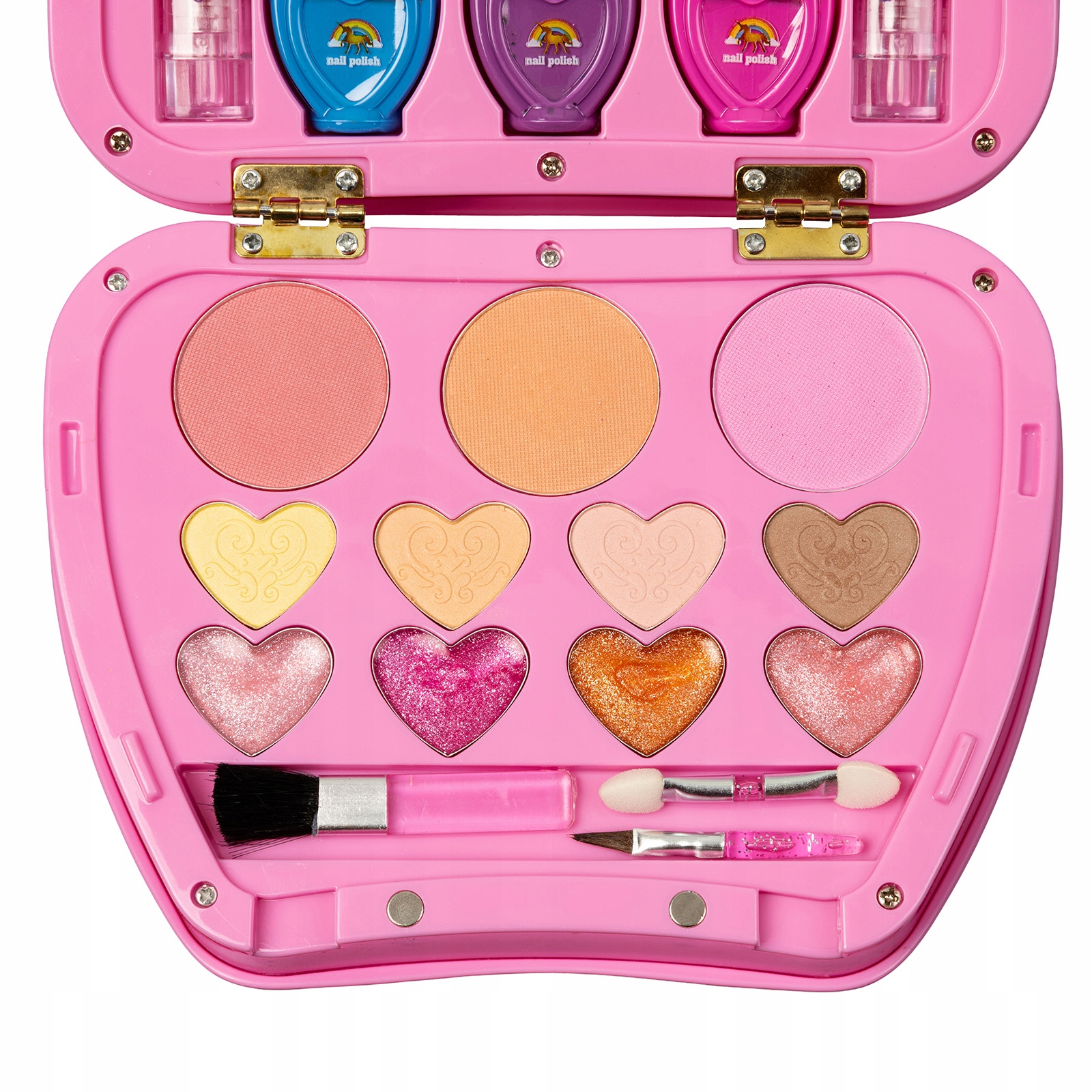 ZESTAW KOSMETYKÓW DO MAKIJAŻU PAZNOKCI MakeUp CIENIE LAKIERY SZMINKI KUFER Wiek dziecka 3 lata +