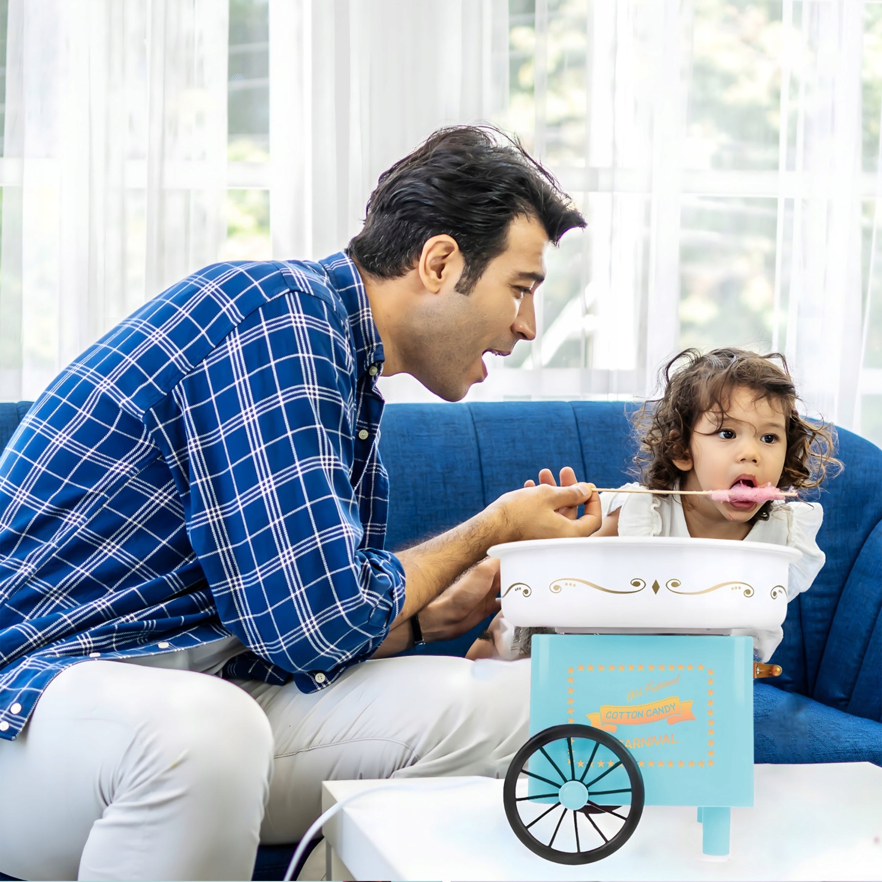 MASZYNA DO WATY CUKROWEJ DOMOWA WATA CUKROWA MASZYNKA WÓZEK + PATYCZKI 550W Stan opakowania oryginalne