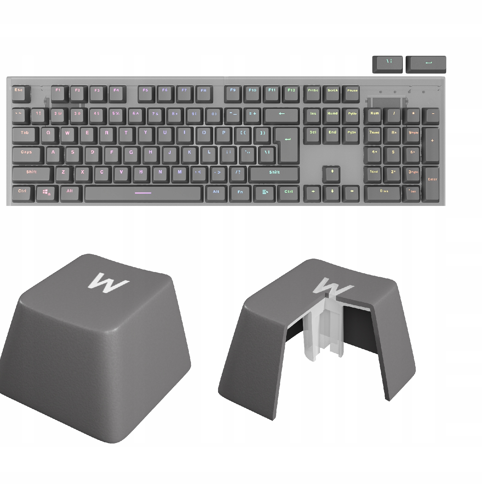 

Keycaps Genesis Lead 300 Szare Double Shot