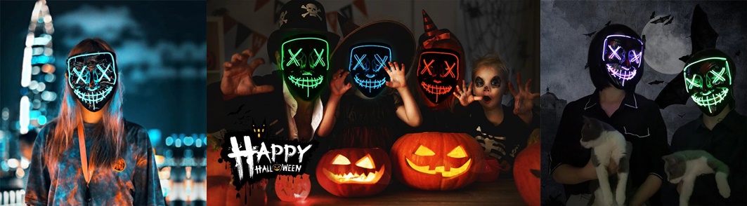 PODŚWIETLANA MASKA NA HALLOWEEN BLUE LED IMPREZA Rodzaj na twarz