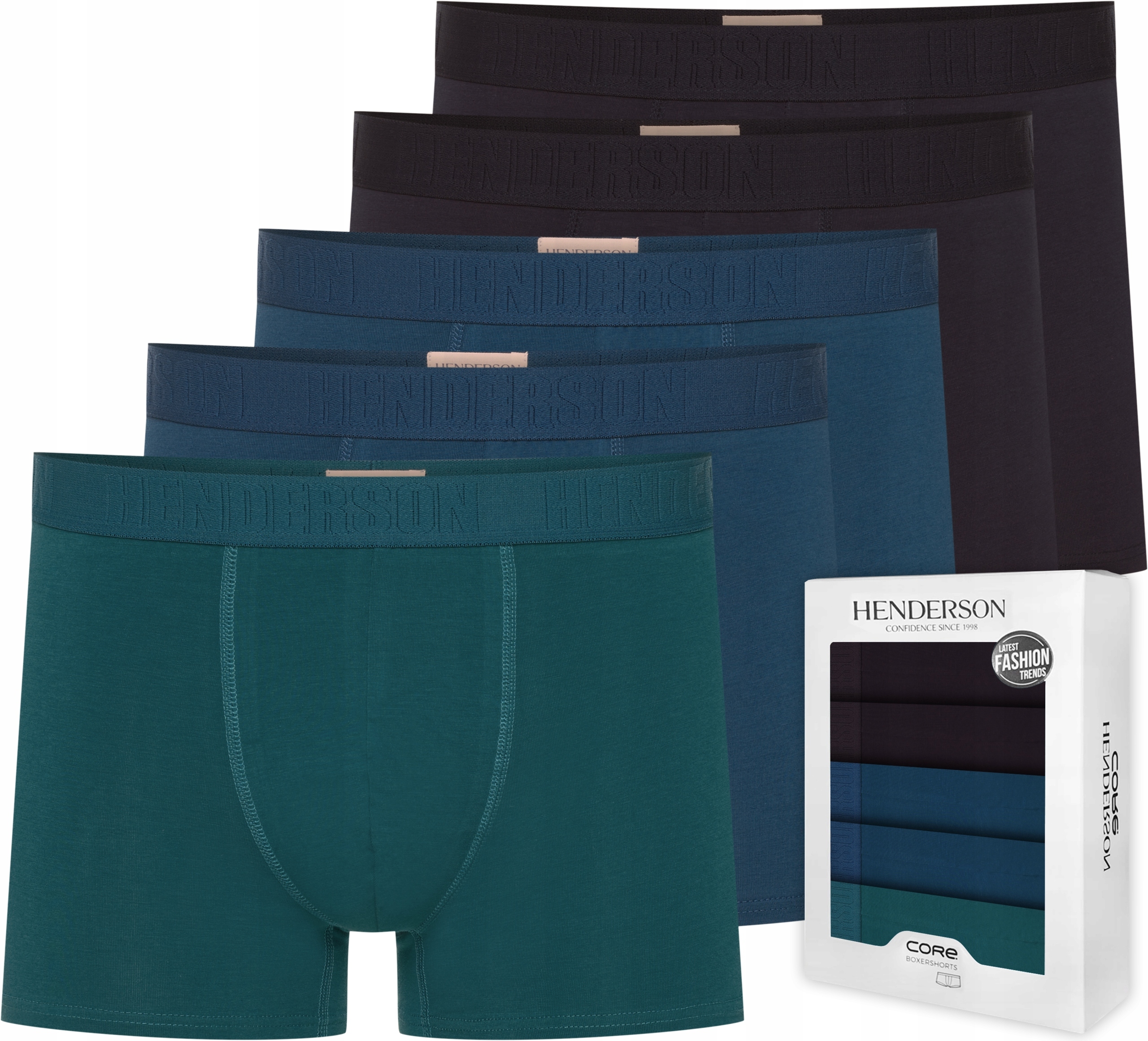 Pánské Boxerky Henderson Solid 42705 šortky S Dlouhou Nohavicí 5-BALENÍ XXL
