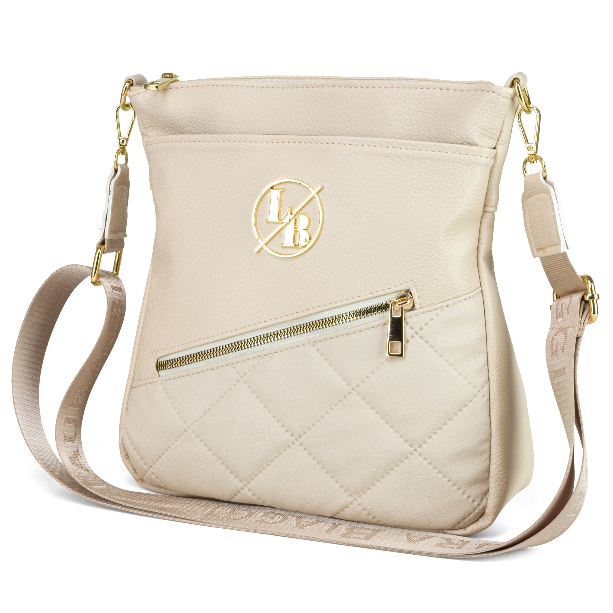 Kabelka Přes Rameno Taška Laura Biaggi Přes Rameno A5 Béžová S Páskem S Logem