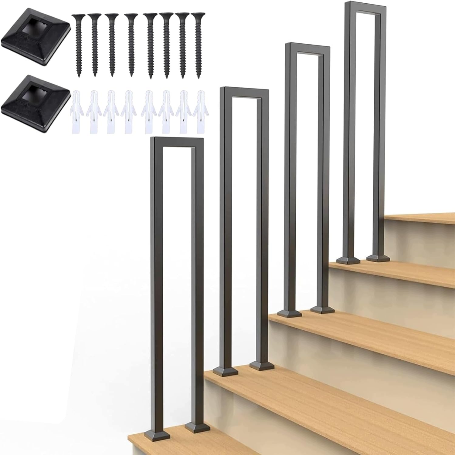 Balustrada schodowa w kształcie U czarna mat 110 cm pro3x3 cm Zestaw 5 szt.