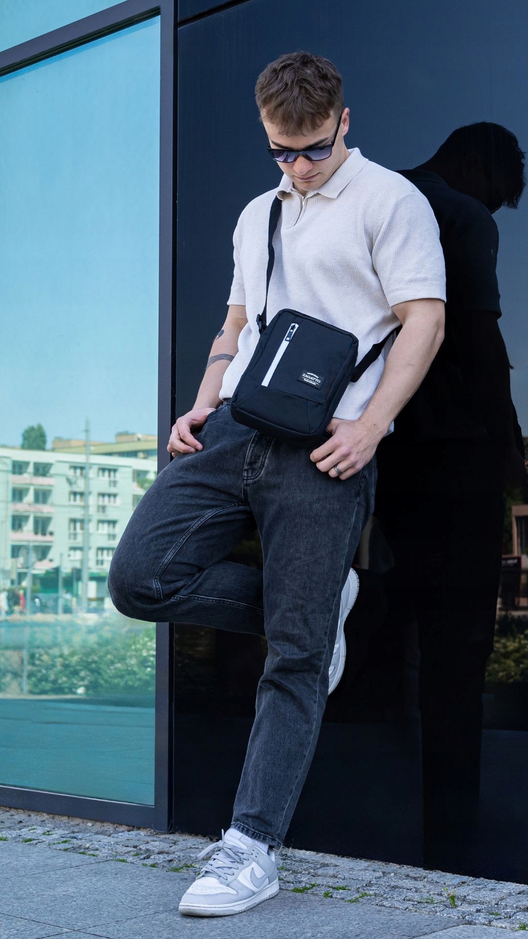 Saszetka męska torba sportowa na ramię do pracy torebka materiałowa ZAGATTO Długość paska 110 cm