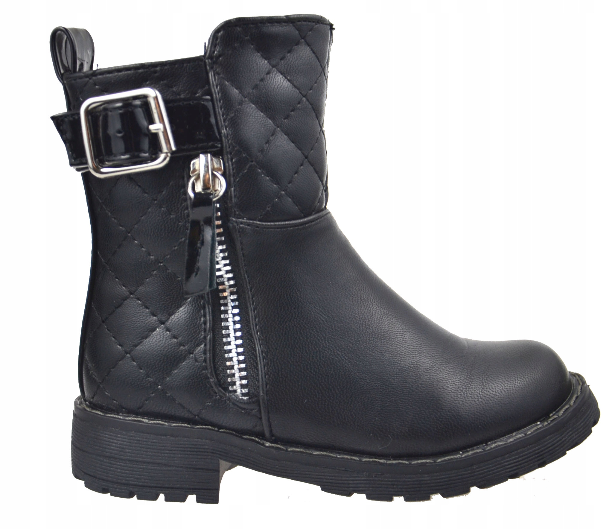 Kids Botki Pikowane Klamra Ciepłe Czarne Srebr r29 Kod producenta Botki Pikowane Klamra Ciepłe