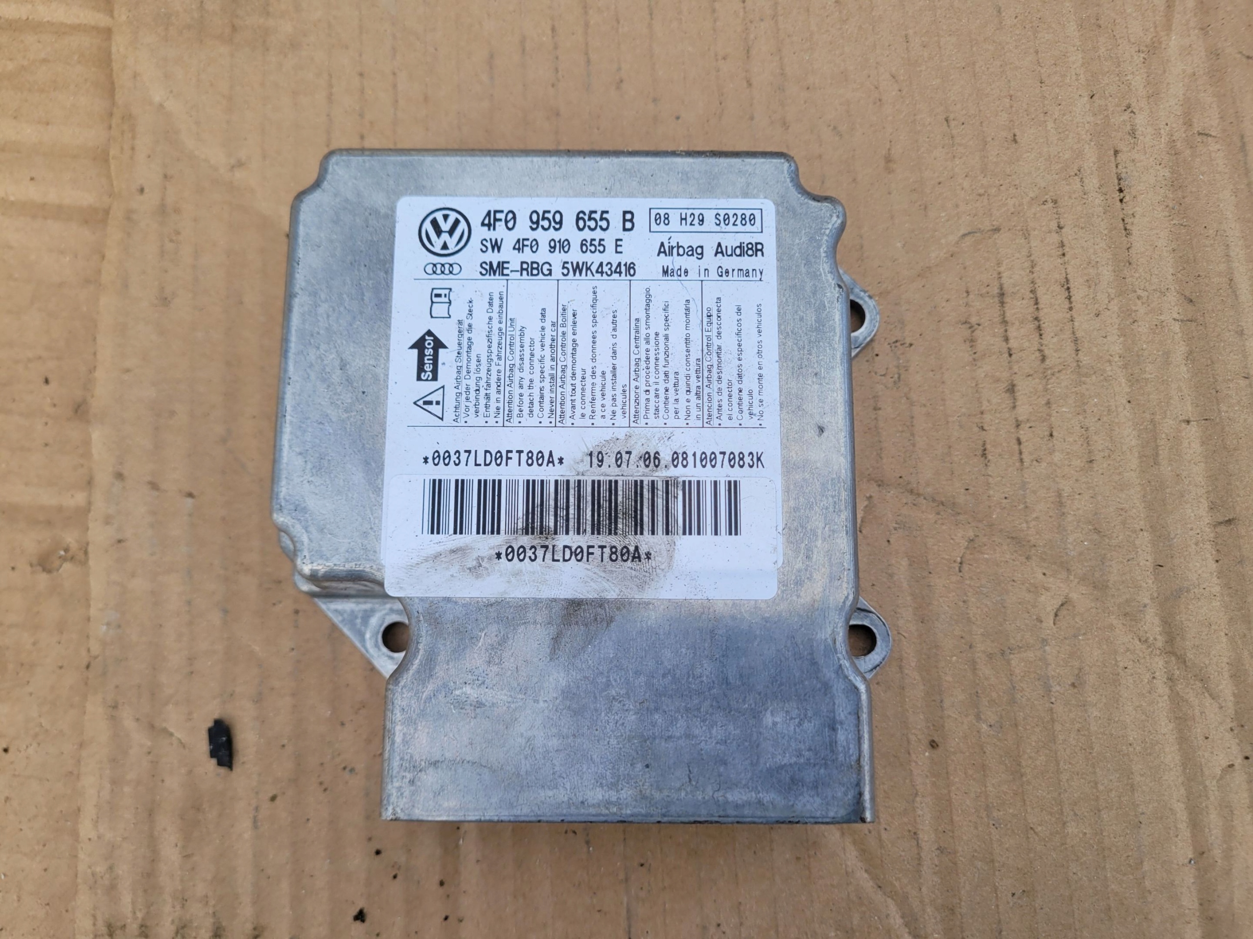 MODUŁ STEROWNIK SENSOR AIRBAG PODUSZEK AUDI A6 C6 4F0959655B