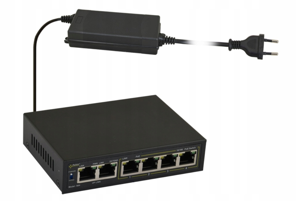SWITCH 6-port DO KAMER IP 4x PoE 60W PULSAR S64