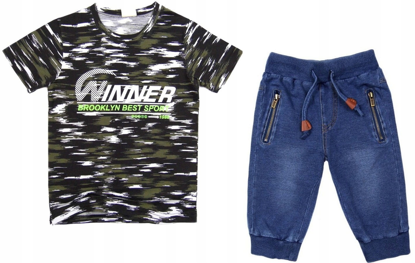 

spodenki jak jeans i koszulka 222 Hektor 116 khaki