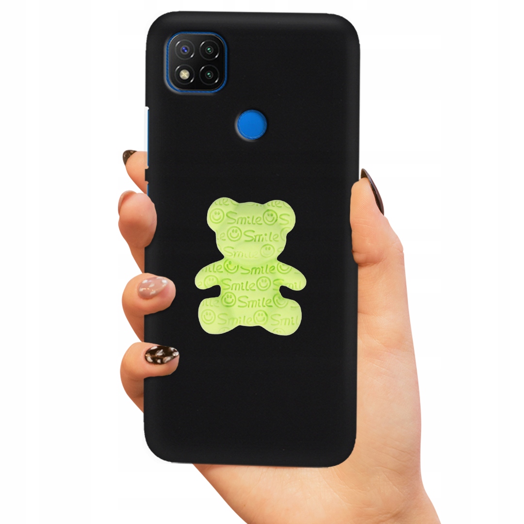 Pouzdro Matné Černé Pro Xiaomi Redmi 9C Zelený Medvídek