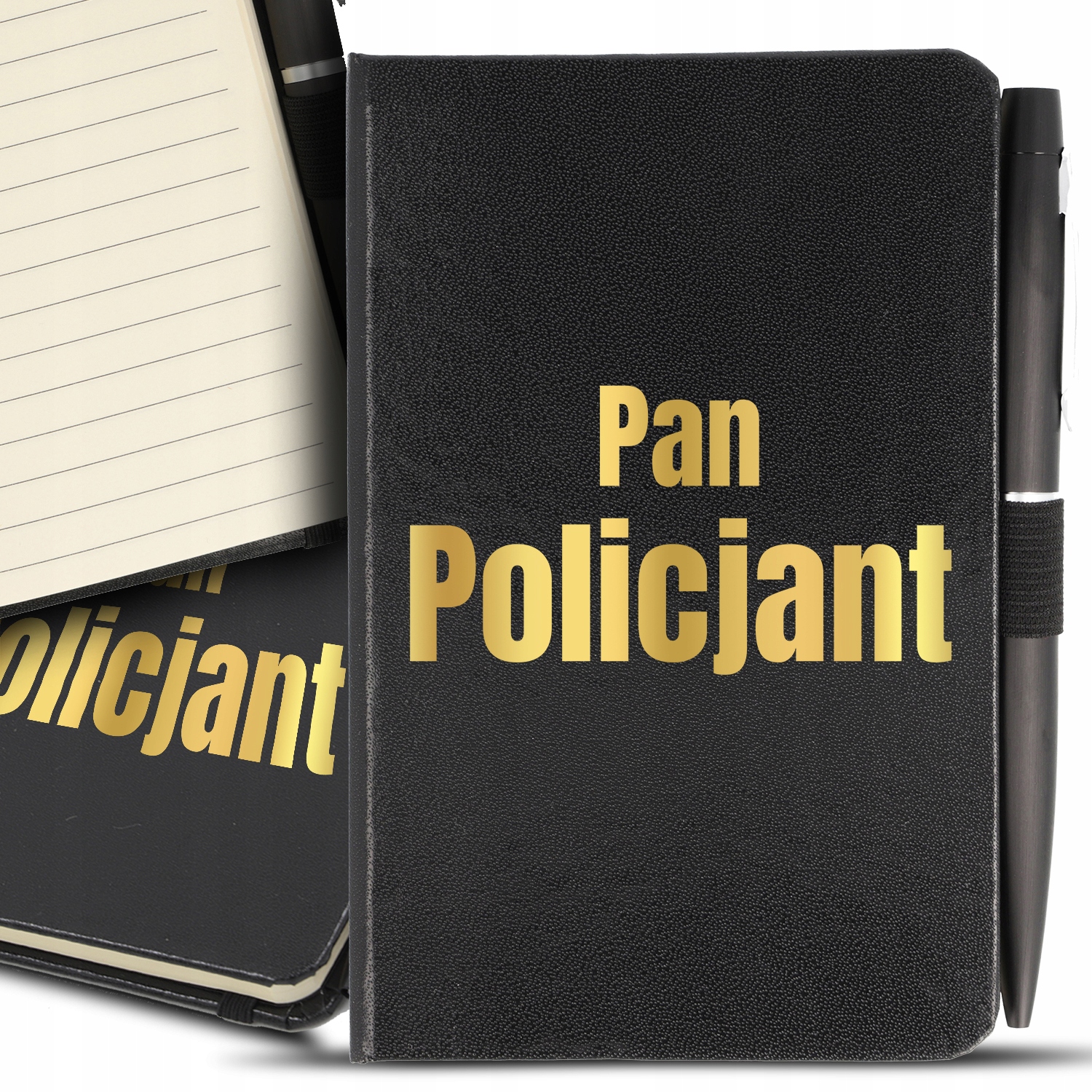 

Notes Czarny A6 Długopis Gold Pan Policjant