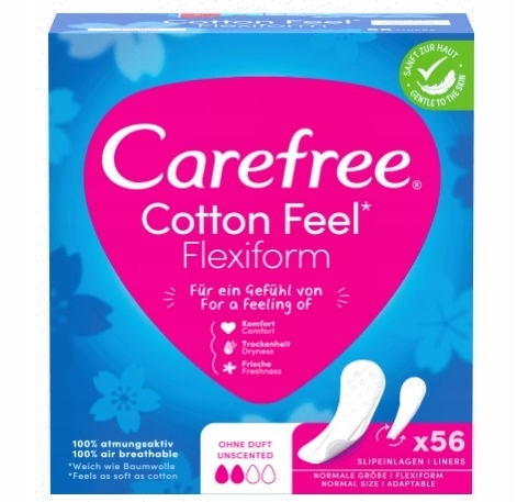 

Carefree, Wkładki higieniczne, rozmiar S/m, 56 szt