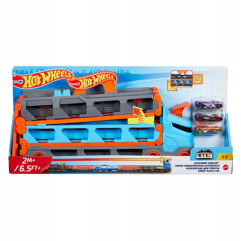 HOT WHEELS CITY MEGA DŁUGI TRANSPORTER 2W1 ROZKŁADANY TOR+SAMOCHODZIKI 1:64 Marka Mattel