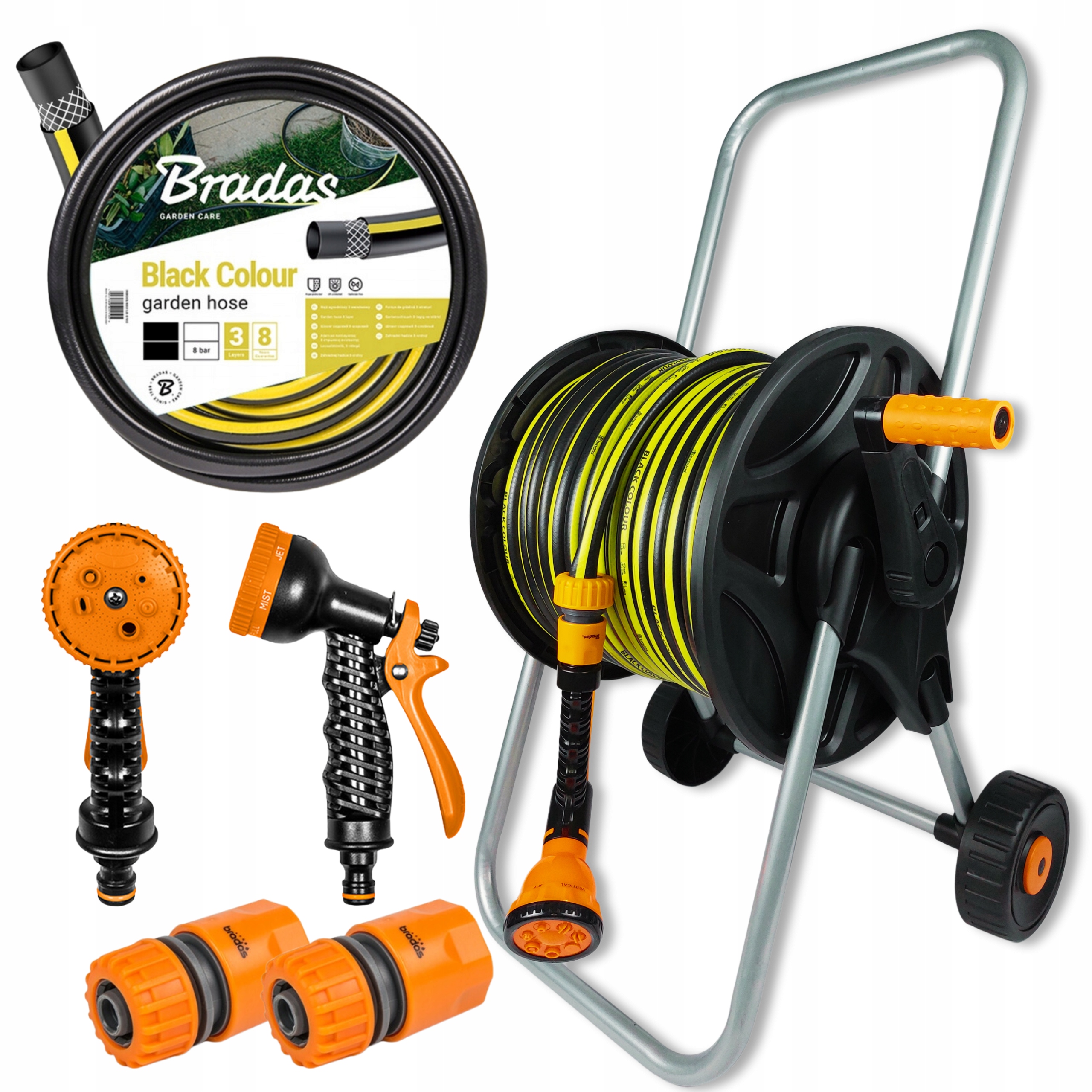 Wąż Ogrodowy Na Wózku Bęben Zwijacz Zestaw Podlewanie Mocny Odporny 1/2-30m