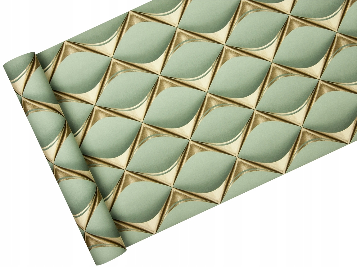 

Tapeta Geometryczna Dekoracja efekt 3d Zielona
