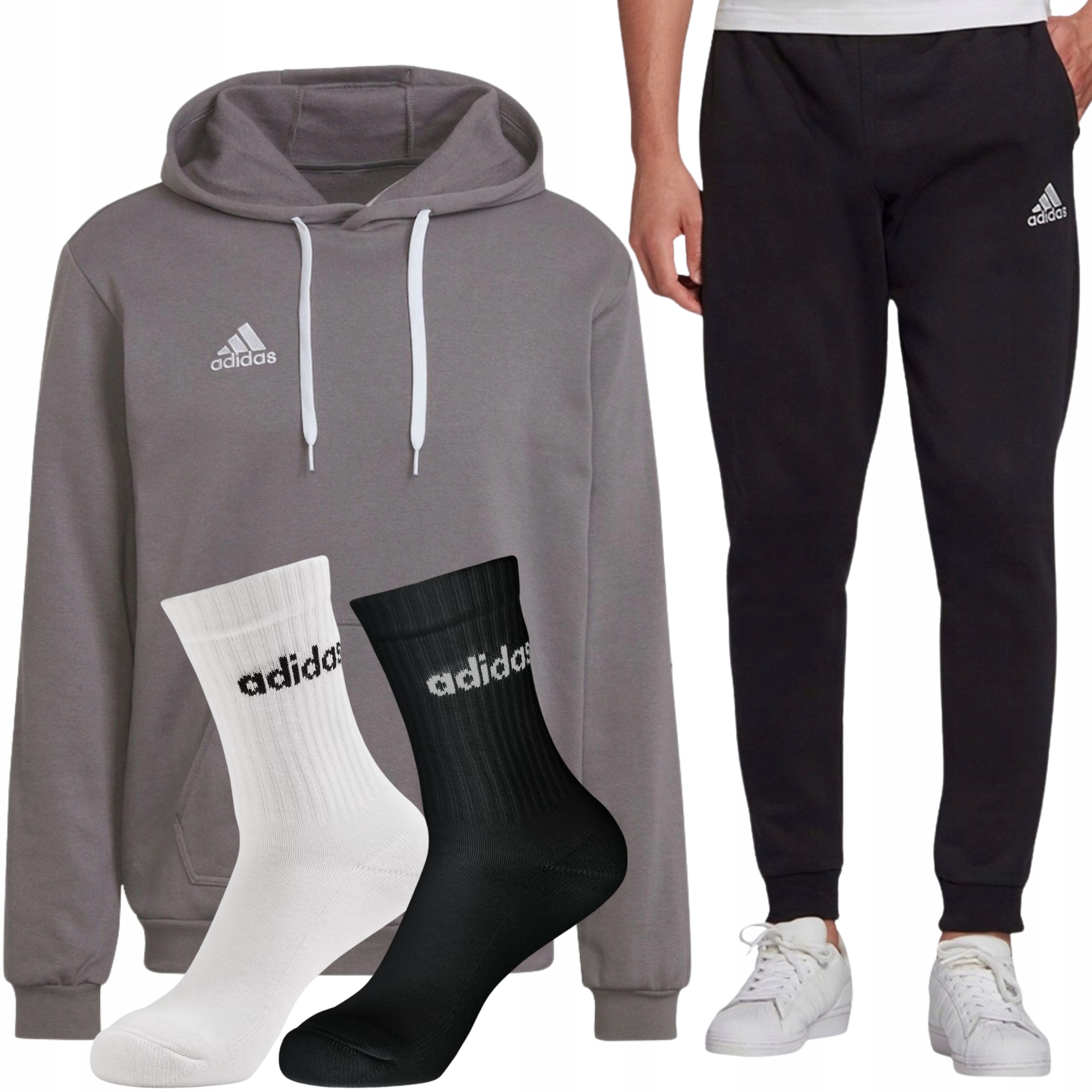 Komplet dresowy Adidas bluza i spodnie skarpety w prezencie rozm. S