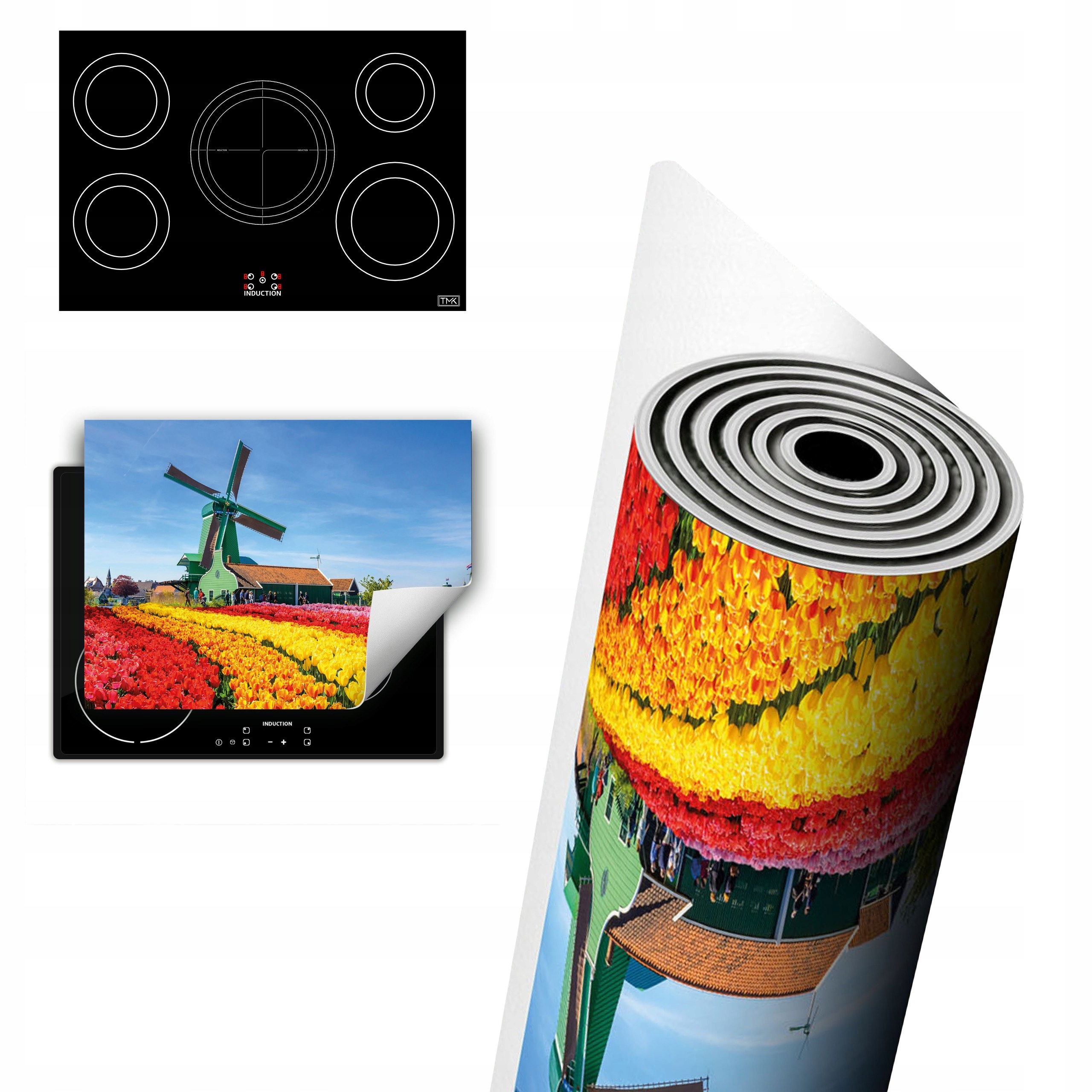 Vinylová Ochrana Na Indukci Deska 80x52 Větrník tulipány