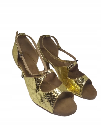 Złote buty taneczne latino zamszowa podeszwa EU36 22,5cm