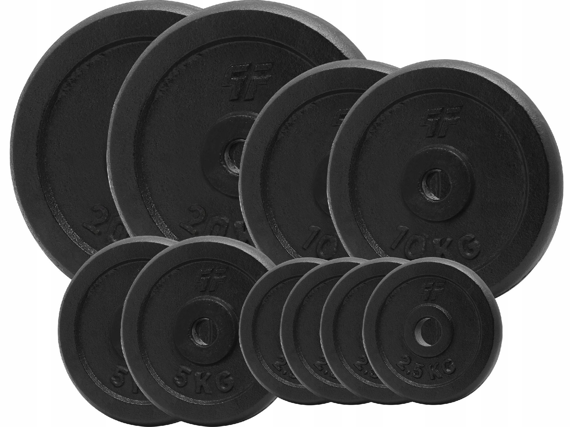 Platinum Fitness Zestaw 80KG Obciażenie Żeliwne 29 MM Żeliwo Czarne Pełne