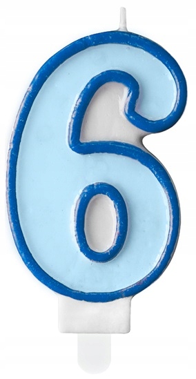 ŚWIECZKA URODZINY CYFRA 6 SZEŚĆ NA TORT CHŁOPCZYK