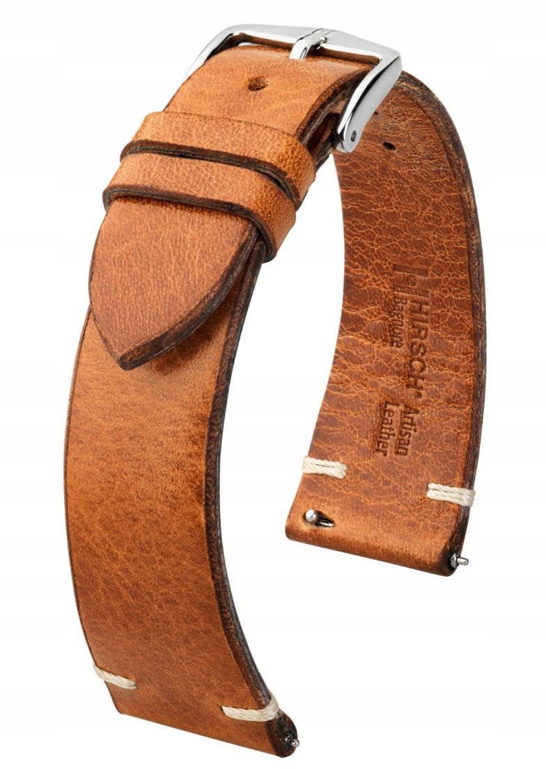 Klasický Hnědý Kožený Retro Řemínek Pro Hodinky Hirsch Bagnore L 22 mm