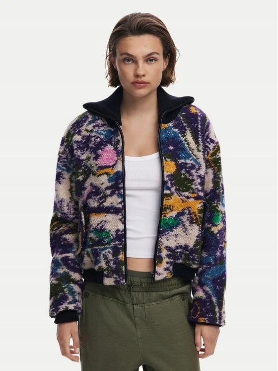 Desigual Krátká Melírovaná Bunda, Vícebarevný Zip, Velikost 7AA